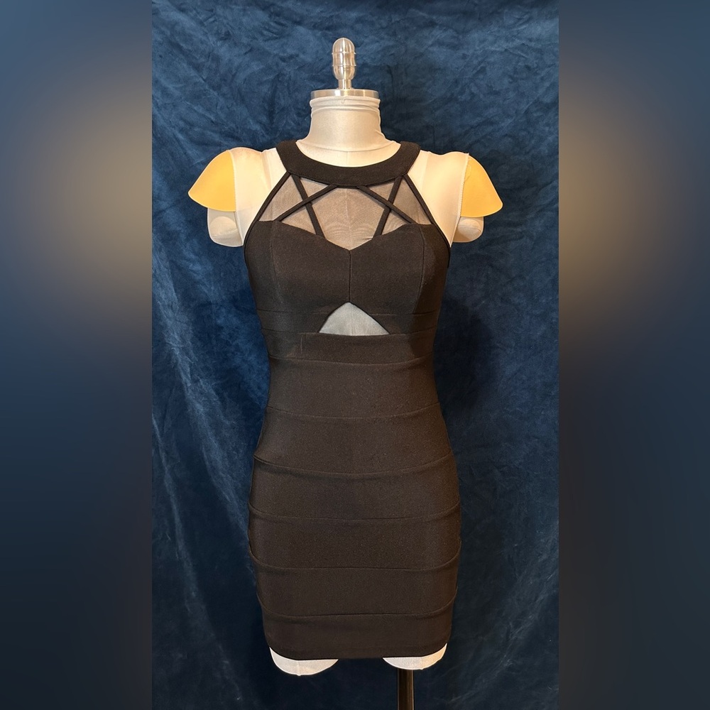 Sexy Black Dress With Mesh Cutout